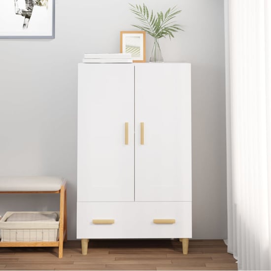 Photo of Aleta wooden highboard with 2 doors 1 drawer in white