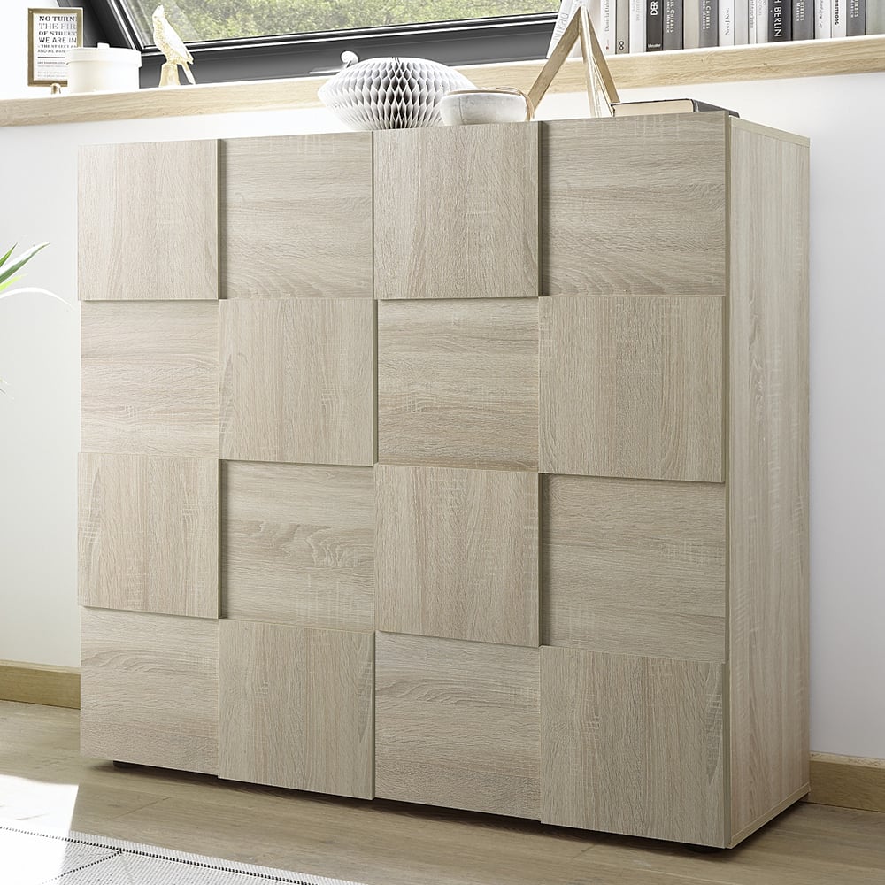Aleta Wooden Highboard With 2 Doors In Sonoma Oak
