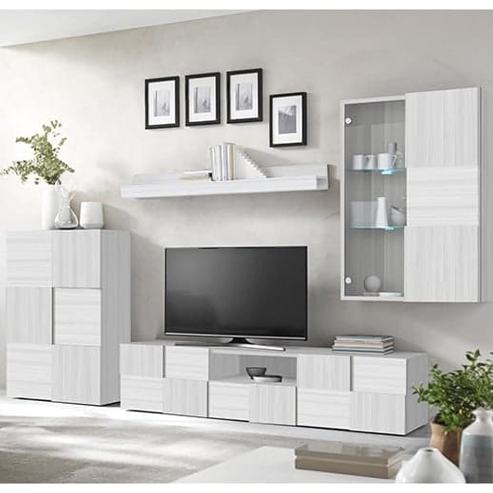 Aleta Wooden Living Room Furniture Set In Matt White