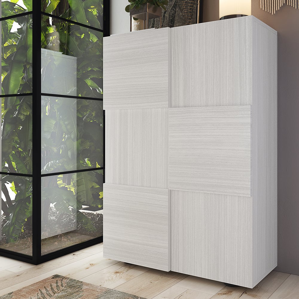 Aleta Wooden Shoe Storage Cabinet With 2 Door In Eucaliptus Oak