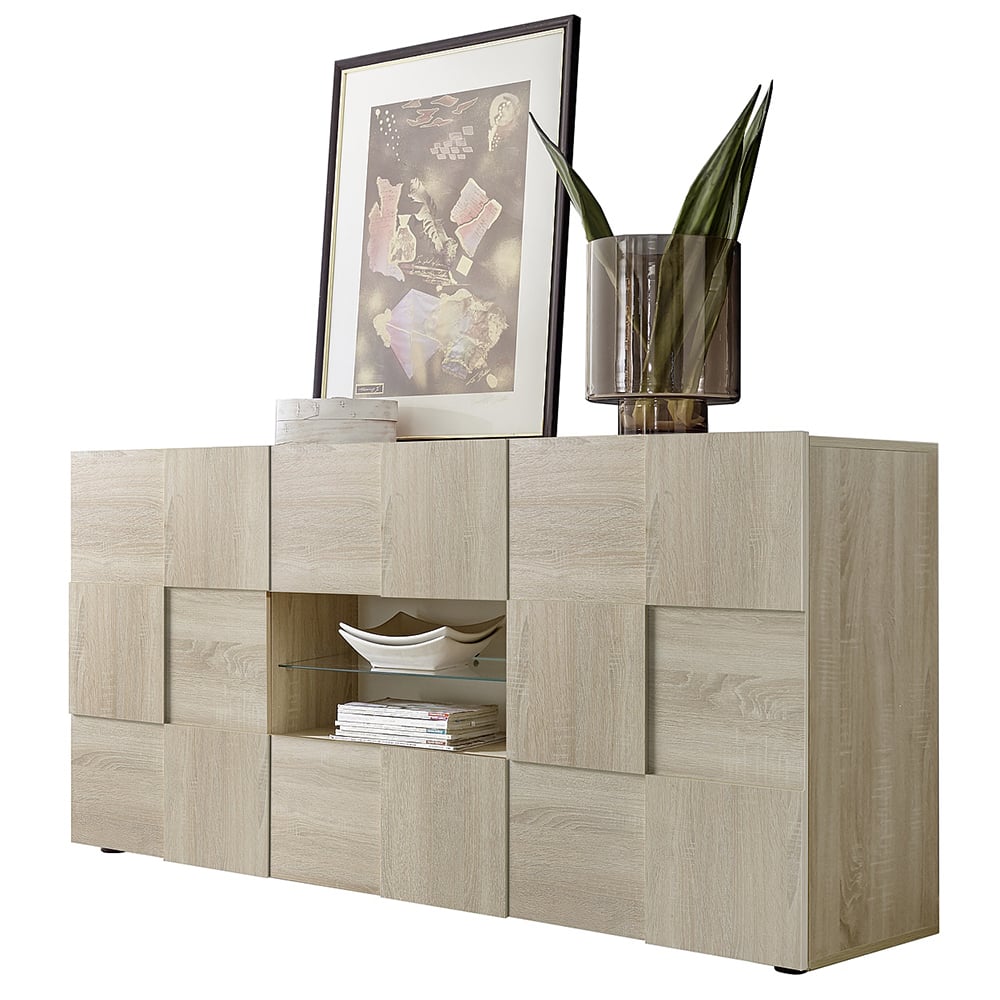 Aleta Wooden Sideboard With 2 Doors 2 Drawers In Sonoma Oak