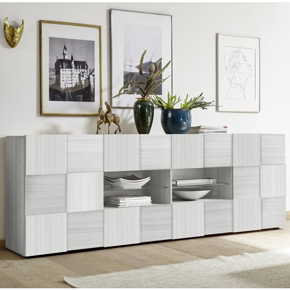 Aleta Wooden Sideboard With 2 Doors 4 Drawers In Eucalyptus Oak