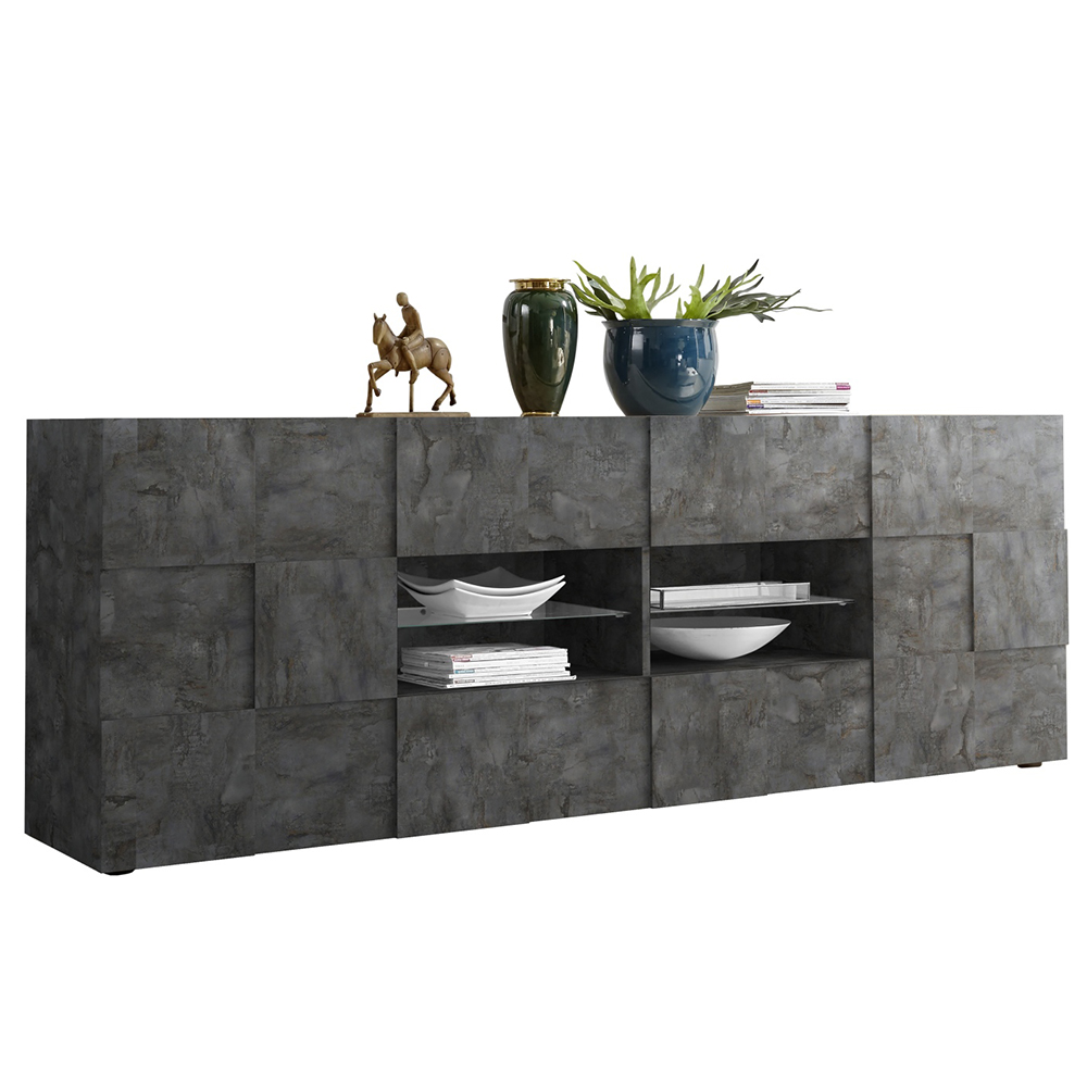 Aleta Wooden Sideboard With 2 Doors 4 Drawers In Oxide