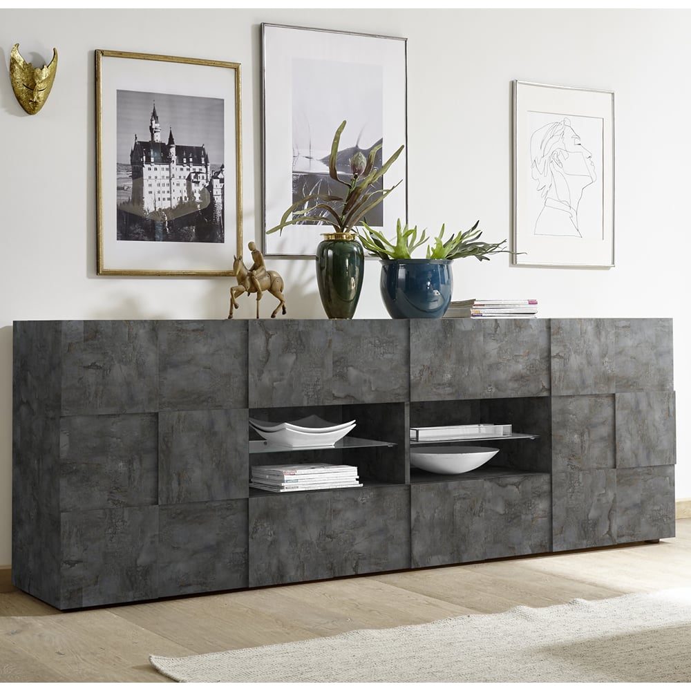 Aleta Wooden Sideboard With 2 Doors 4 Drawers In Oxide