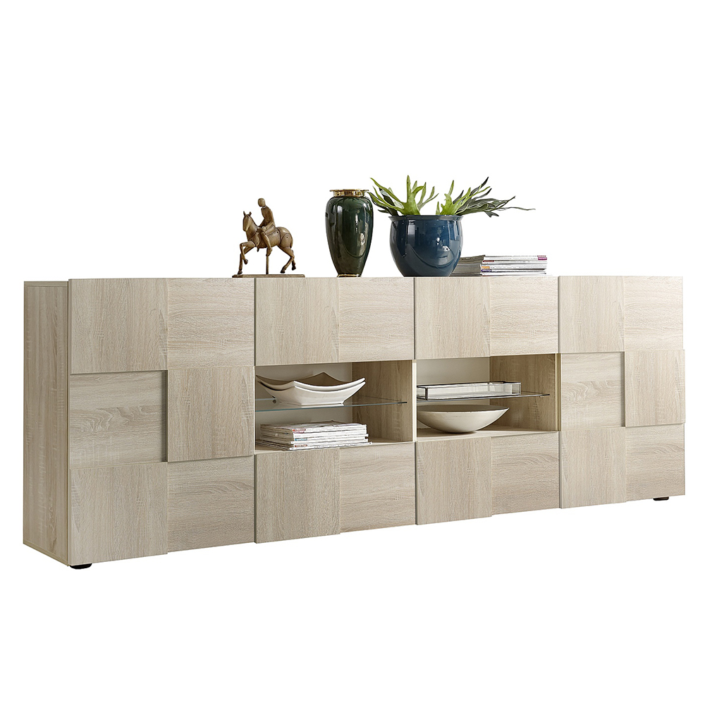 Aleta Wooden Sideboard With 2 Doors 4 Drawers In Sonoma Oak