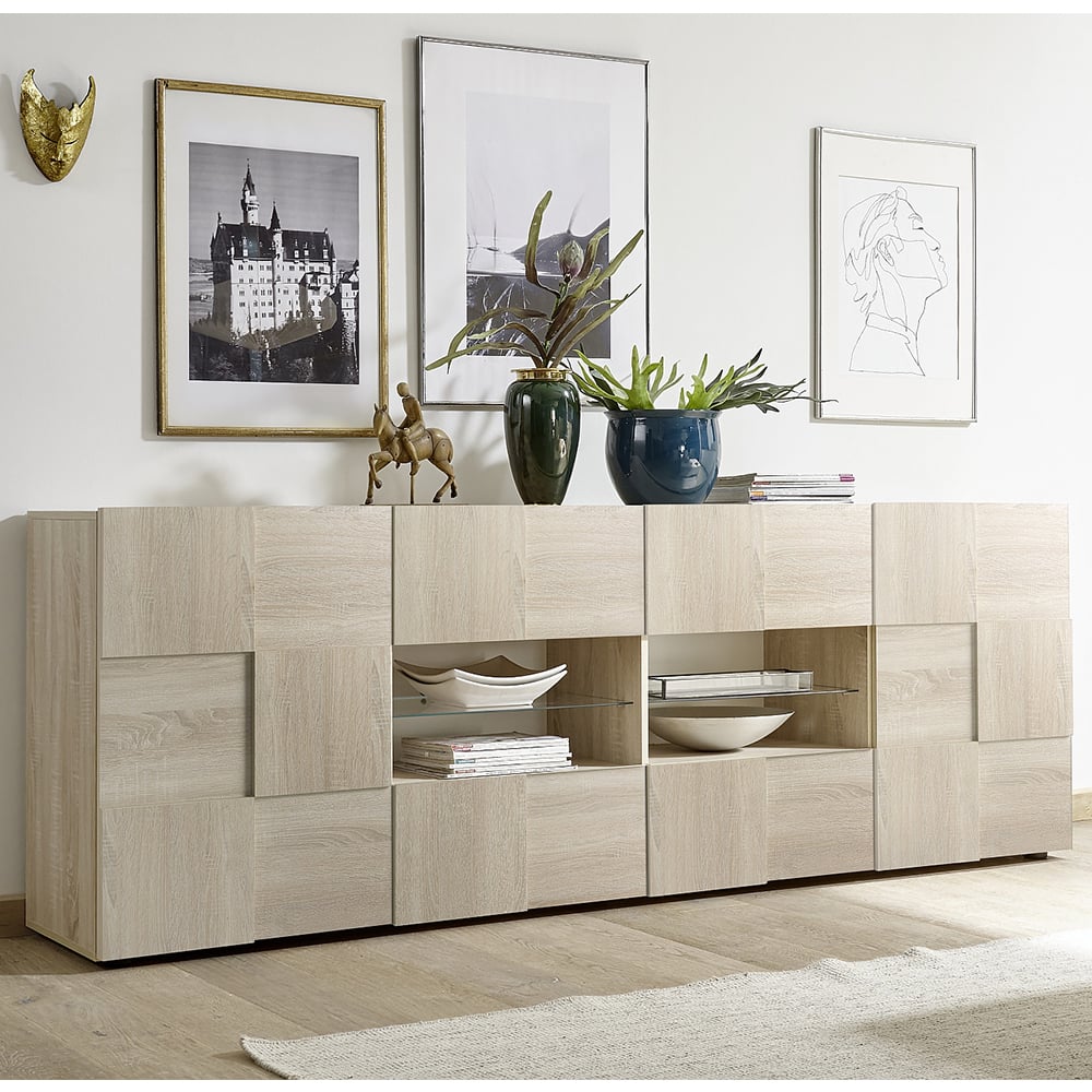 Aleta Wooden Sideboard With 2 Doors 4 Drawers In Sonoma Oak