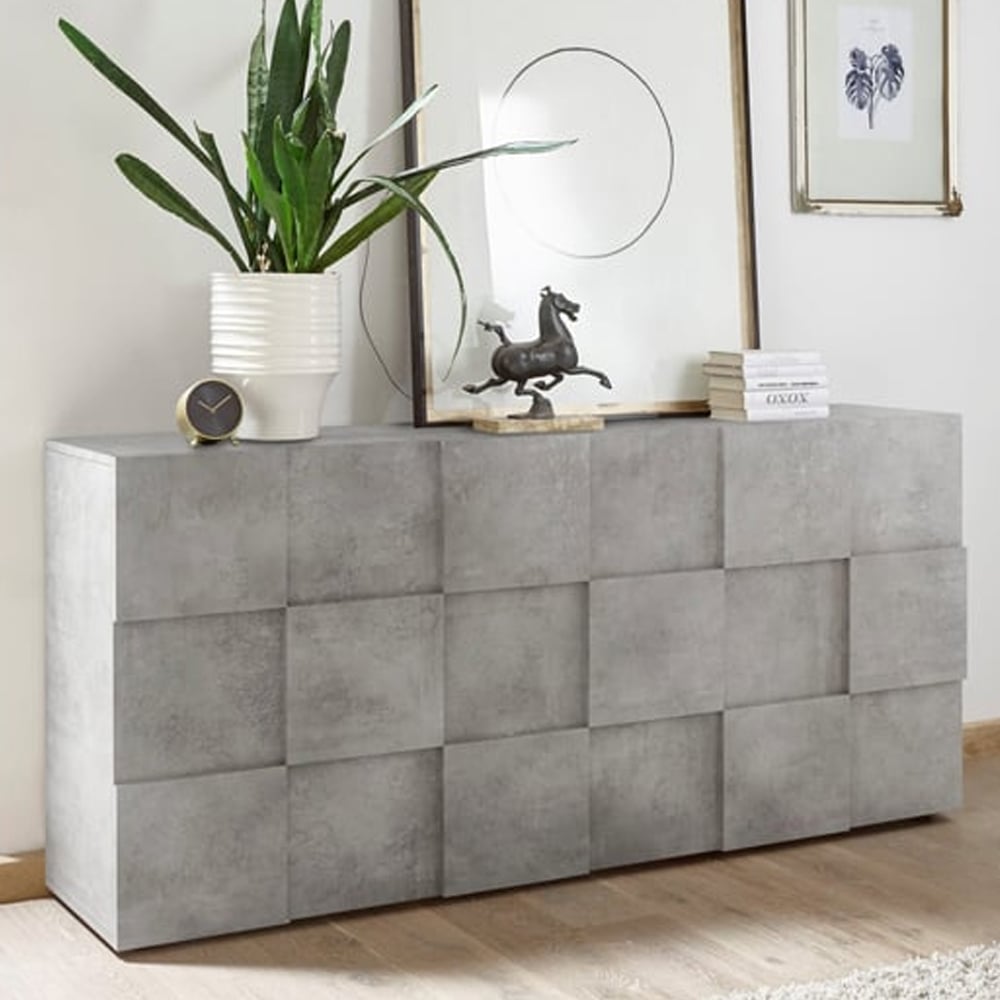 Aleta Wooden Sideboard With 3 Doors In Concrete