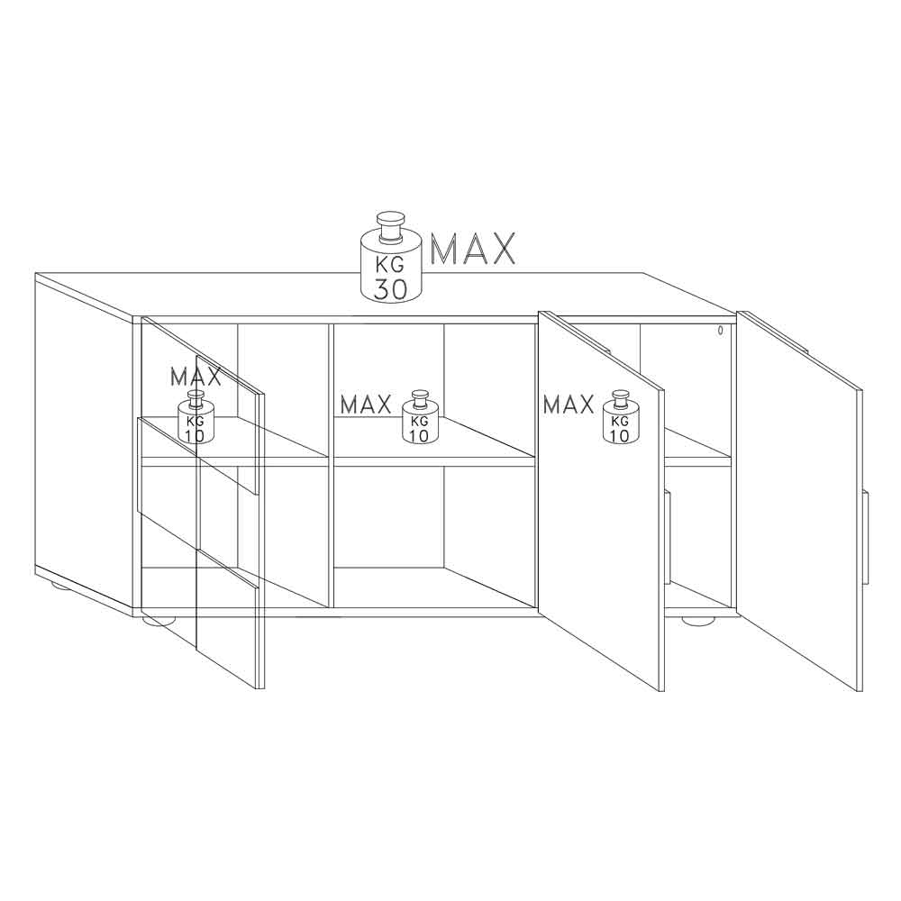 Aleta Wooden Sideboard With 3 Doors In Concrete