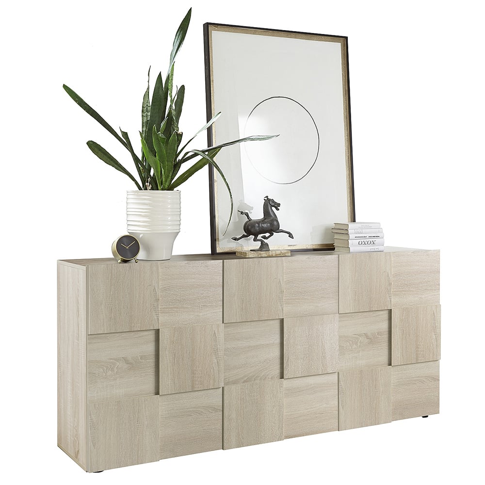 Aleta Wooden Sideboard With 3 Doors In Sonoma Oak