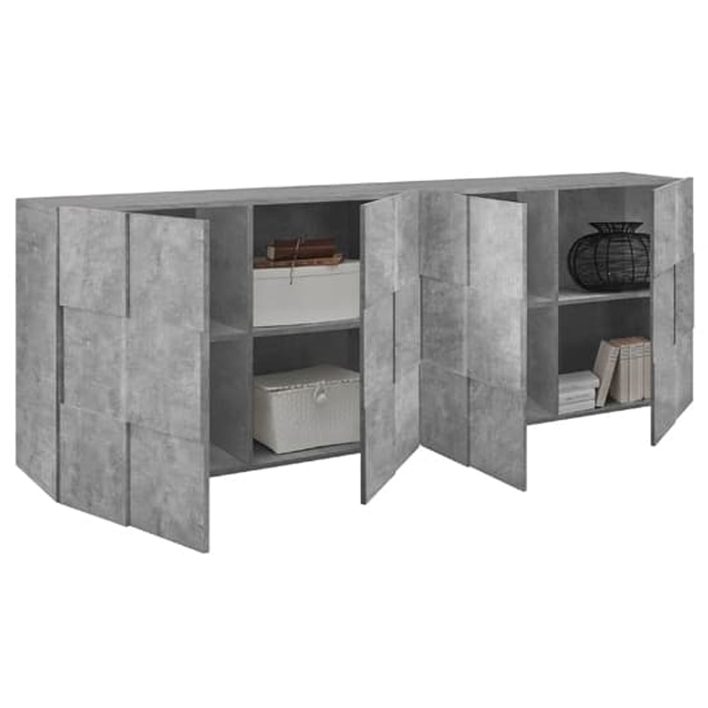 Aleta Wooden Sideboard With 4 Doors In Concrete