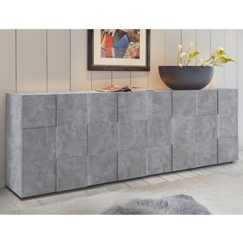 Aleta Wooden Sideboard With 4 Doors In Concrete