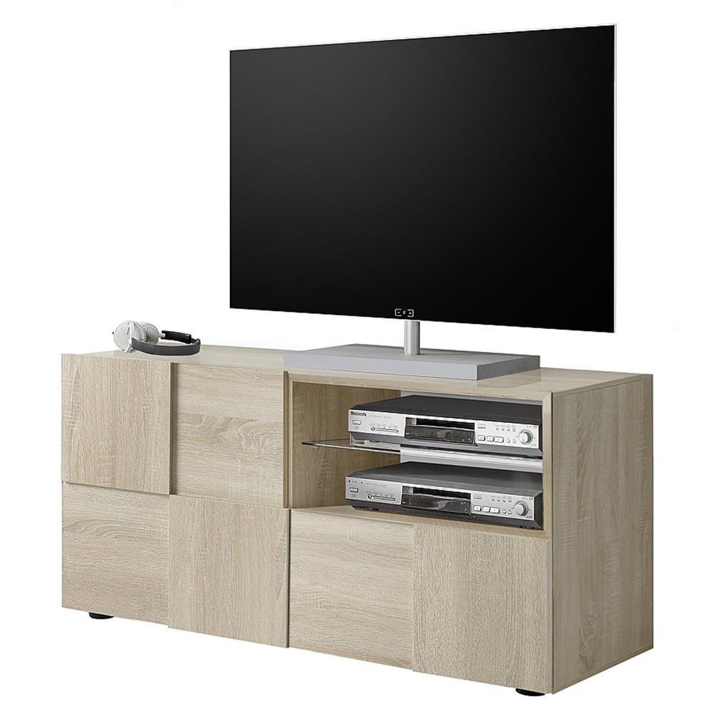 Aleta Wooden TV Stand With 1 Door 1 Drawer In Sonoma Oak