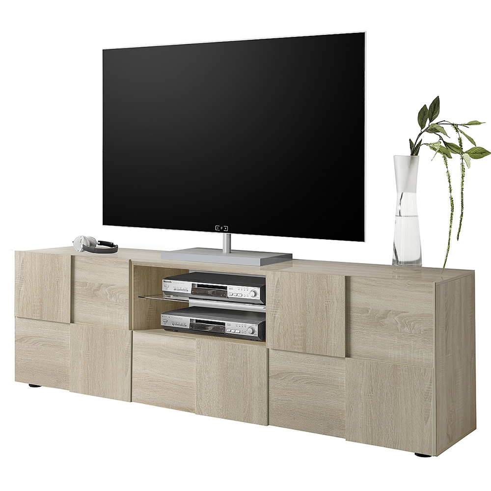 Aleta Wooden TV Stand With 2 Doors 1 Drawer In Sonoma Oak