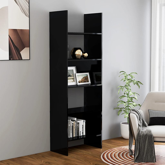 Alev high gloss bookcase with 5 shelves in black £69.95 gofurniture