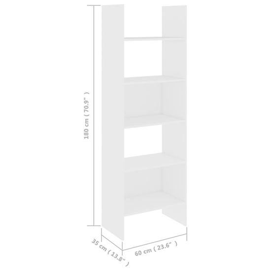Alev Wooden Bookcase With 5 Shelves In White