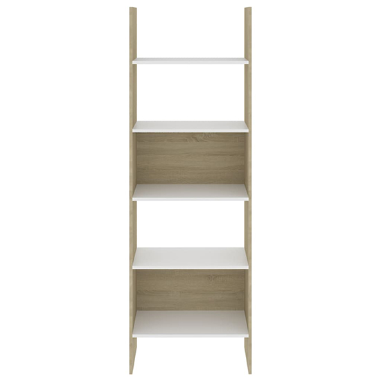 Alev Wooden Bookcase With 5 Shelves In White Sonoma Oak_3
