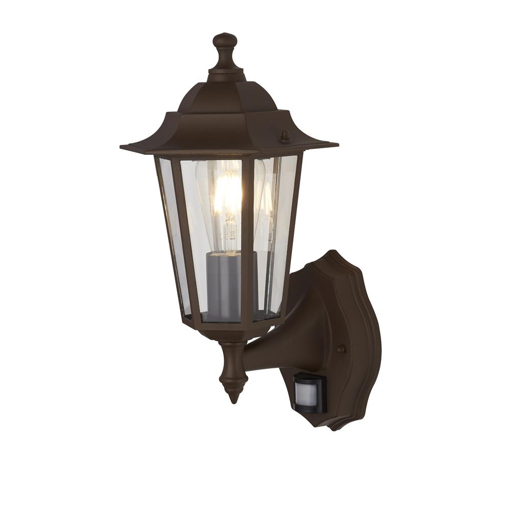 Read more about Alex clear glass outdoor wall light in rust brown