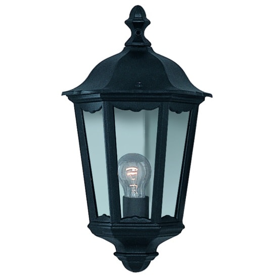 Read more about Alex half outdoor wall light in black with clear glass