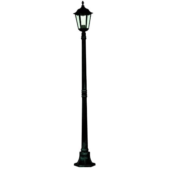 Alex Tall Outdoor Post Lamp In Black With Clear Glass