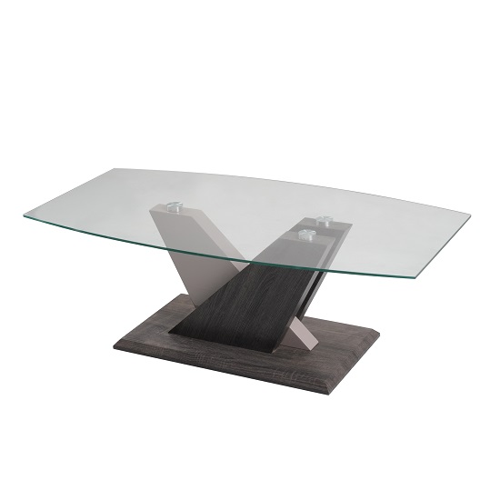 Photo of Alexa glass coffee table in dark grey and champagne high gloss