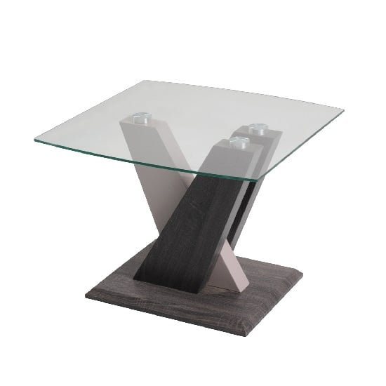 Alexa Glass End Table In Dark Grey And Champagne High Gloss