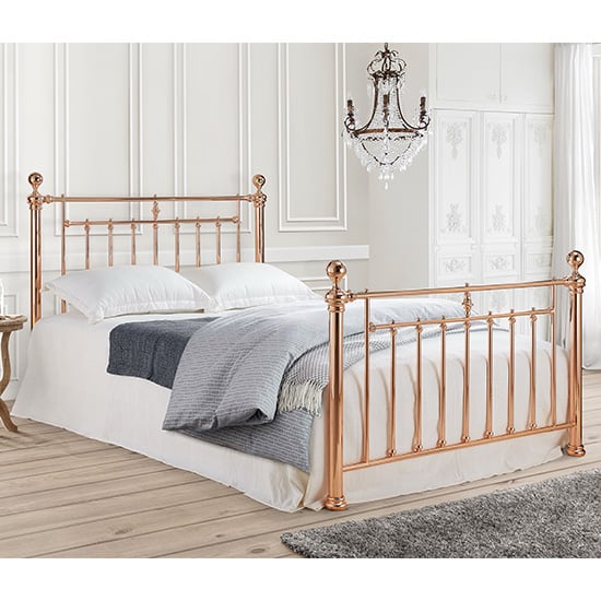 Product photograph of Alexander Metal Double Bed In Rose Gold from Furniture in Fashion