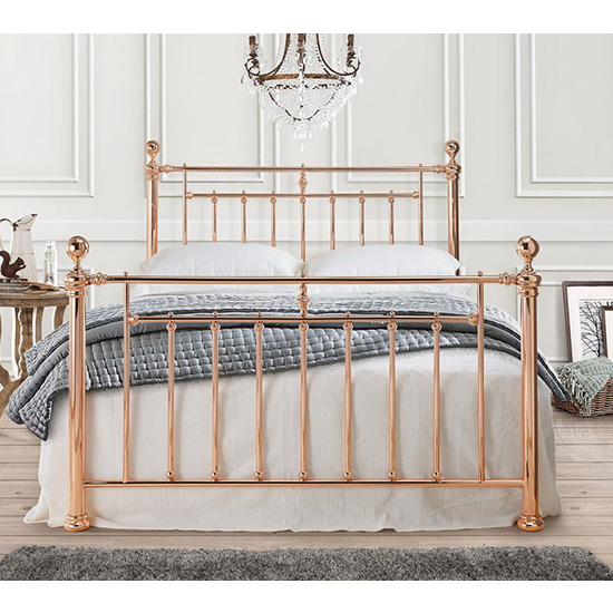 Alexander Metal King Size Bed In Rose Gold_2