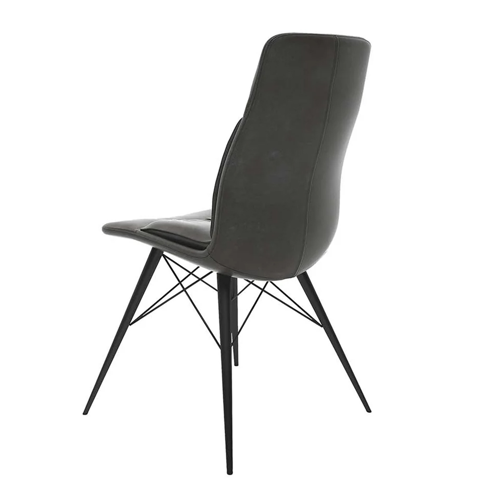 Alexander Vintage Grey Leather Dining Chairs In Pair