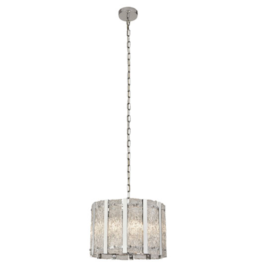 Alexandra 5 Pendant Light In Satin Silver With Aquatex Glass