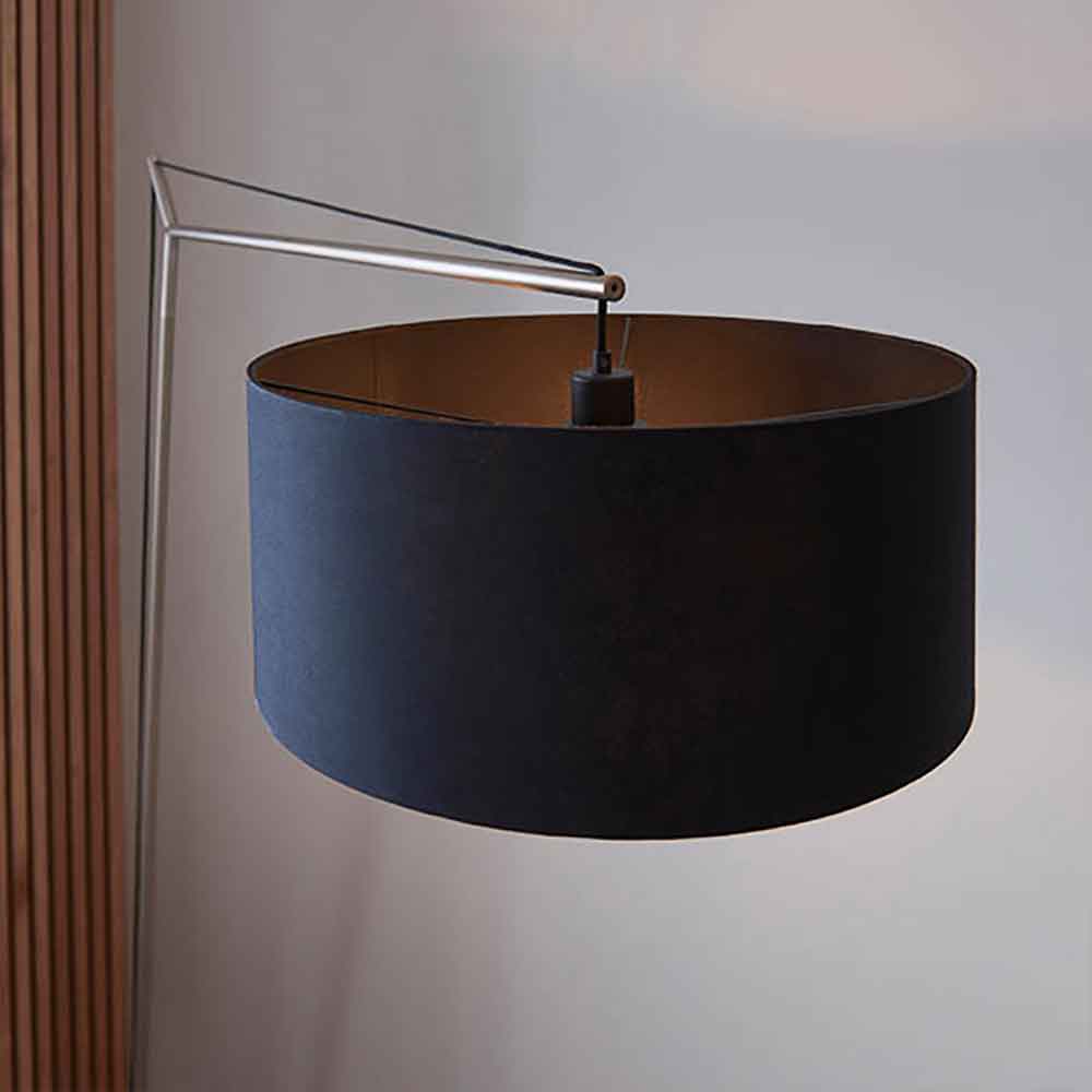 Alexandria Black Fabric Shade Floor Lamp With Matt Nickel Frame
