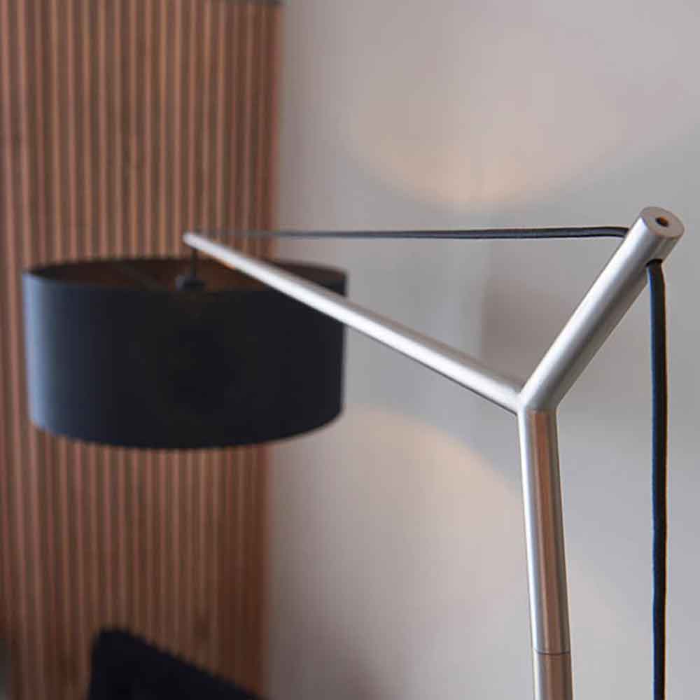 Alexandria Black Fabric Shade Floor Lamp With Matt Nickel Frame