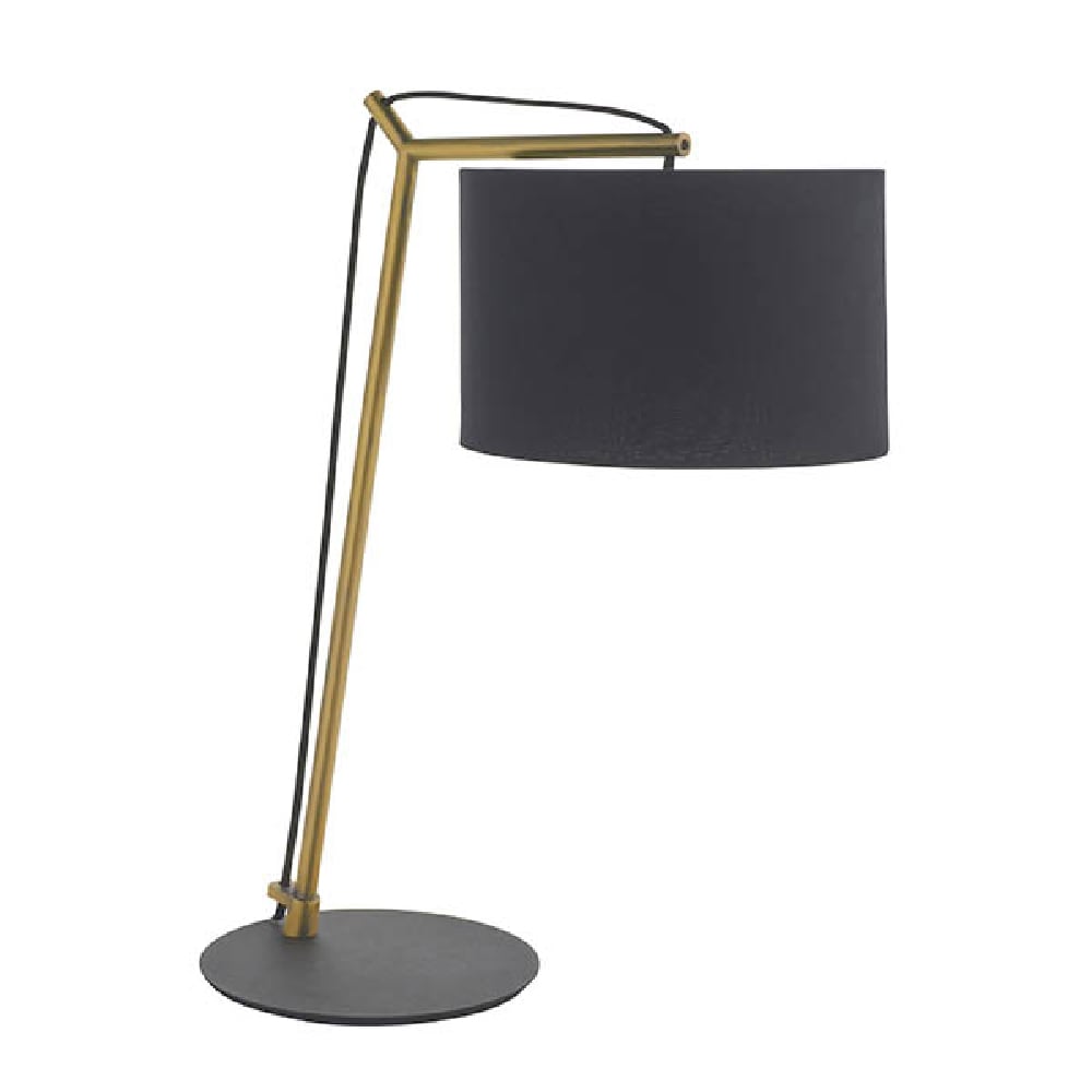 Alexandria Black Fabric Shade Table Lamp In Antique Brass