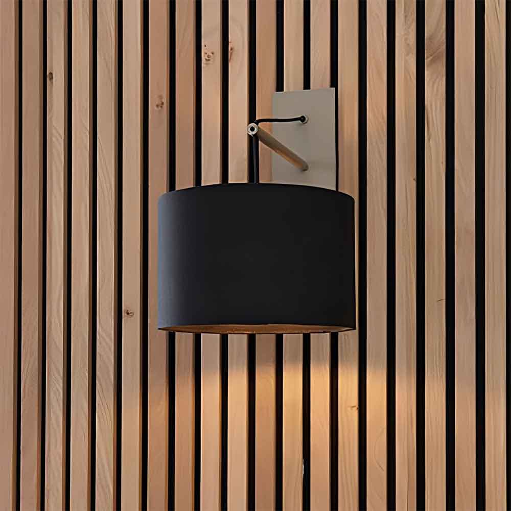 Alexandria Black Fabric Shade Wall Light With Matt Nickel Frame