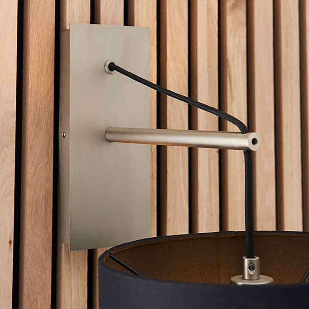 Alexandria Black Fabric Shade Wall Light With Matt Nickel Frame