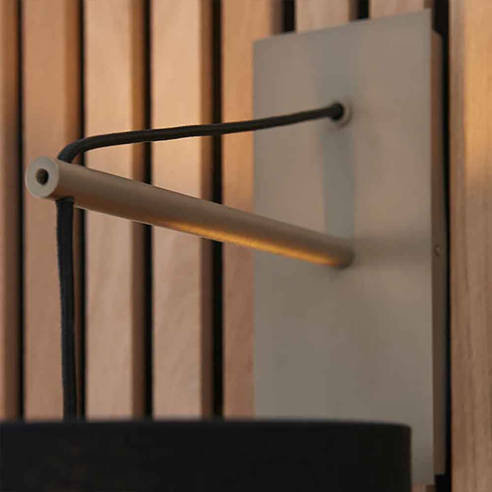 Alexandria Black Fabric Shade Wall Light With Matt Nickel Frame