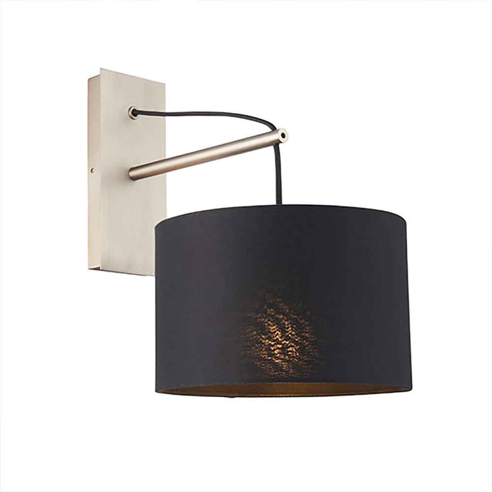 Alexandria Black Fabric Shade Wall Light With Matt Nickel Frame