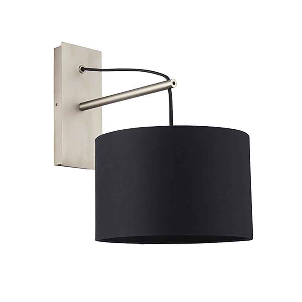 Alexandria Black Fabric Shade Wall Light With Matt Nickel Frame