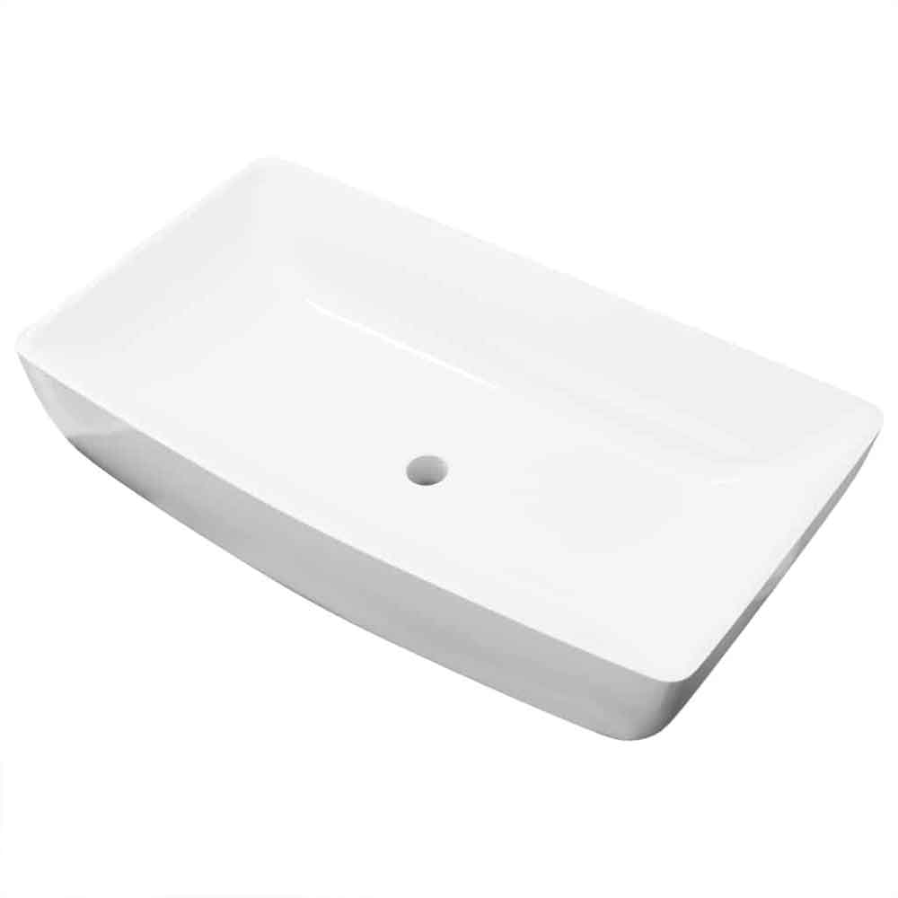 Alexandria Rectnagular Countertop Basin Without Waste 710mm Wide 1TH - White