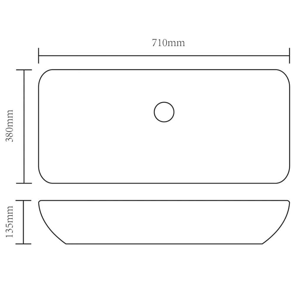 Alexandria Rectnagular Countertop Basin Without Waste 710mm Wide 1TH - White