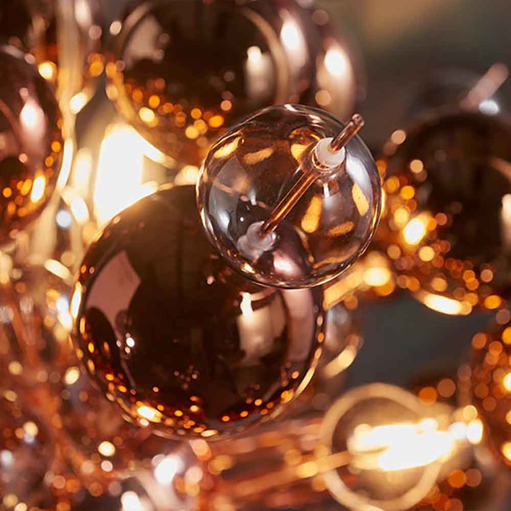 Alexandria Glossy Smoked Glass Pendant Ceiling Light In Copper