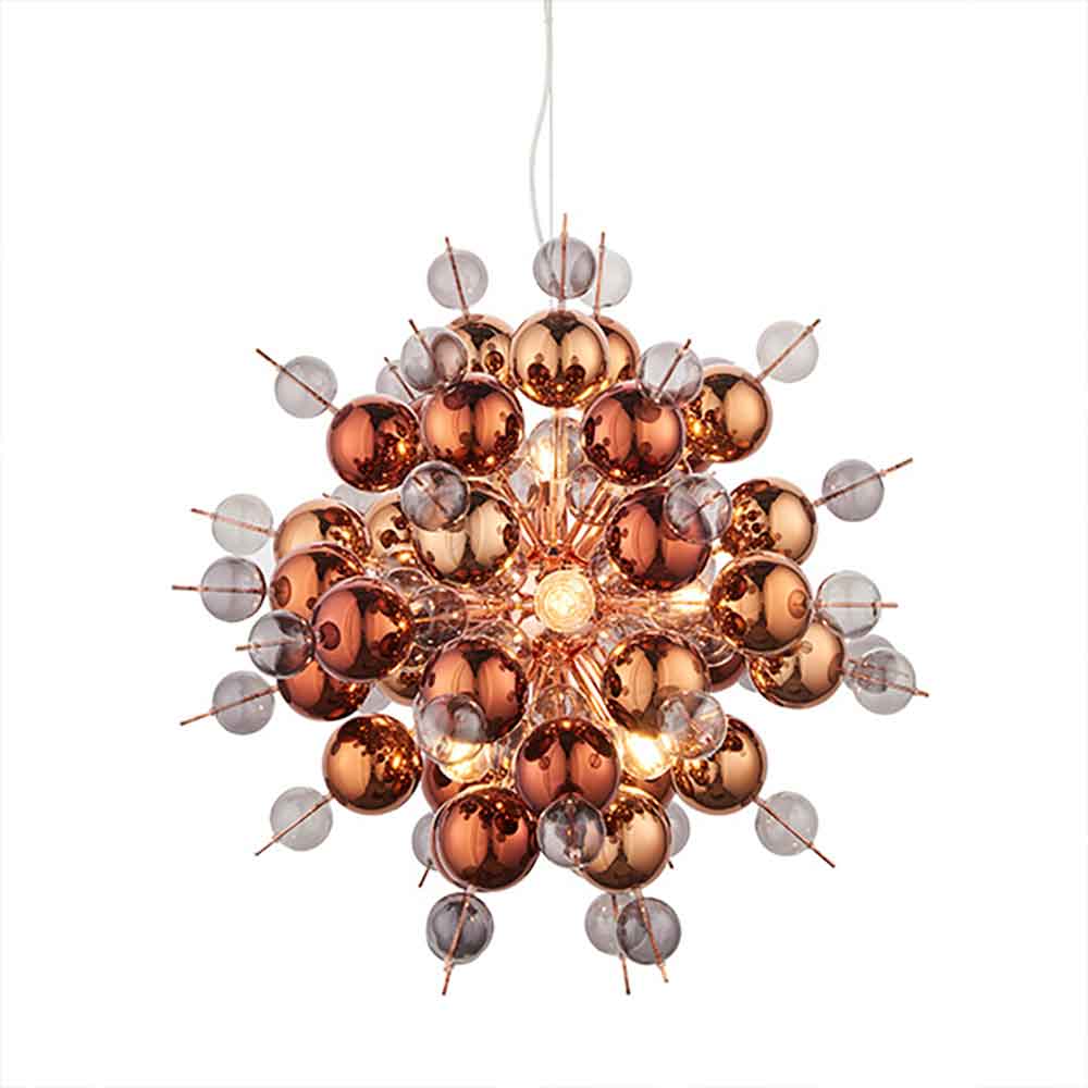 Alexandria Glossy Smoked Glass Pendant Ceiling Light In Copper