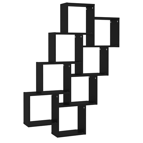 Alexey Wooden Cube Design Wall Shelf In Black