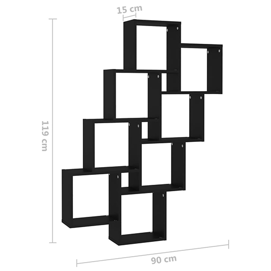 Alexey Wooden Cube Design Wall Shelf In Black