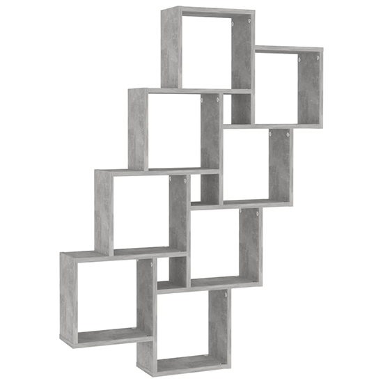 Alexey Wooden Cube Design Wall Shelf In Concrete Effect