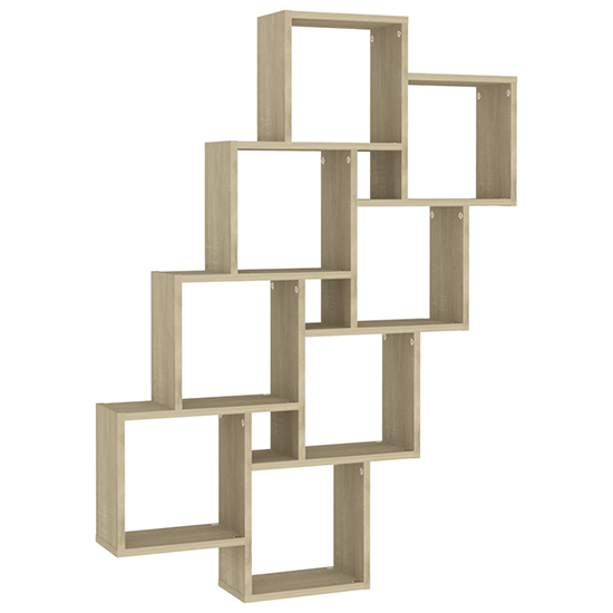 Alexey Wooden Cube Design Wall Shelf In Sonoma Oak