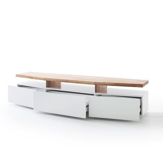 Alexia Wooden TV Stand In Knotty Oak And Matt White_2