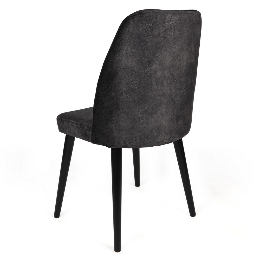 Alfa Anthracite Velvet Dining Chairs with Black Legs in Pair