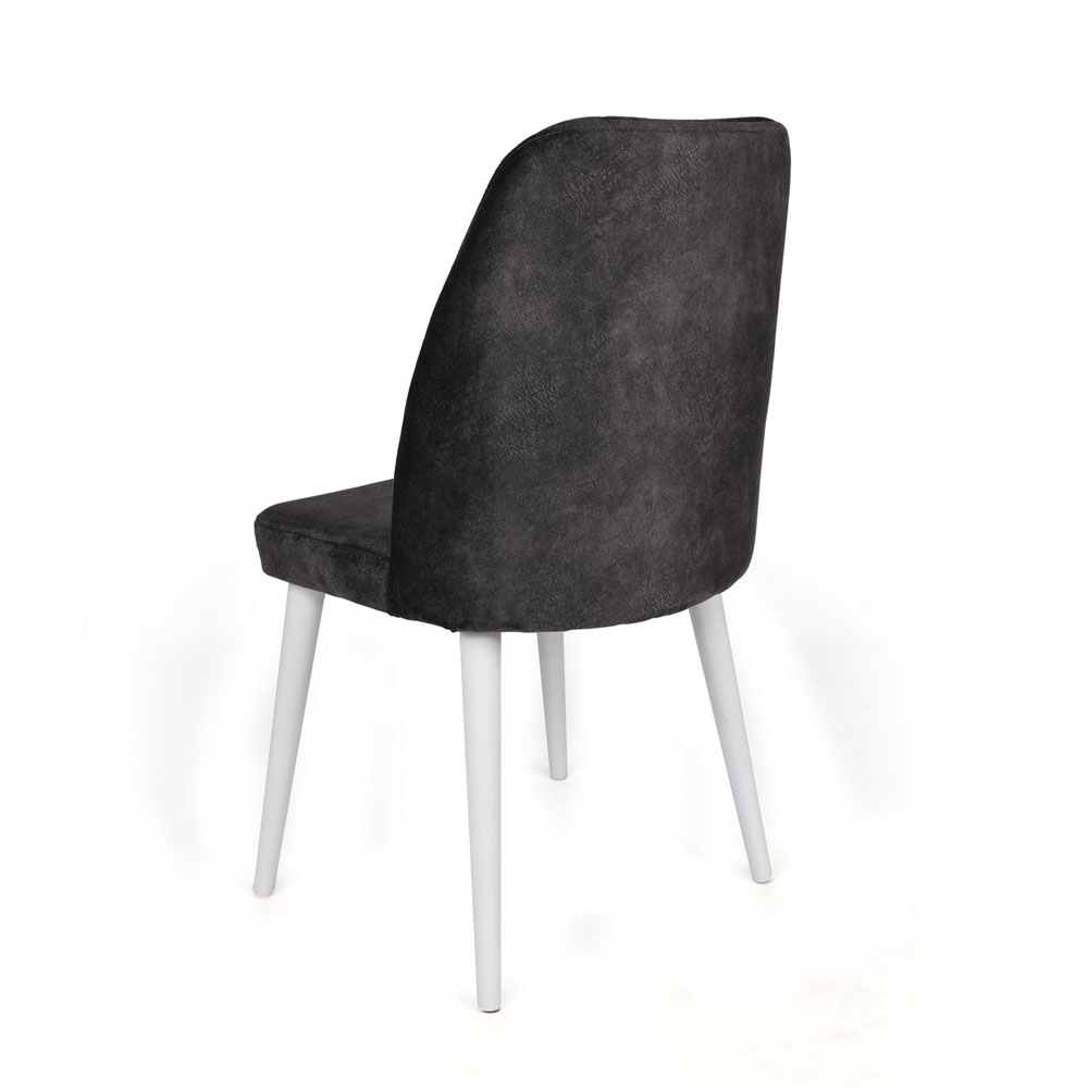 Alfa Anthracite Velvet Dining Chairs with White Legs in Pair