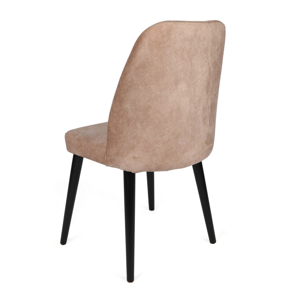 Alfa Beige Velvet Dining Chairs with Black Legs in Pair