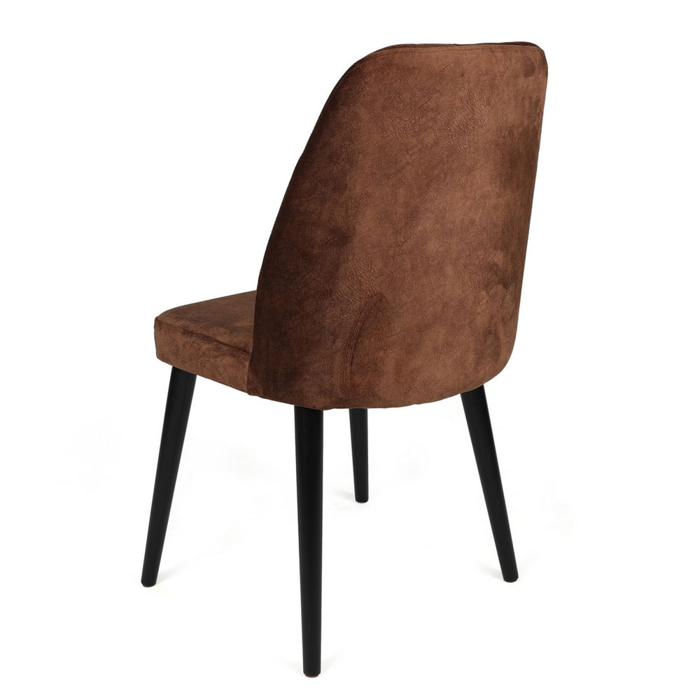 Alfa Brown Velvet Dining Chairs with Black Legs in Pair